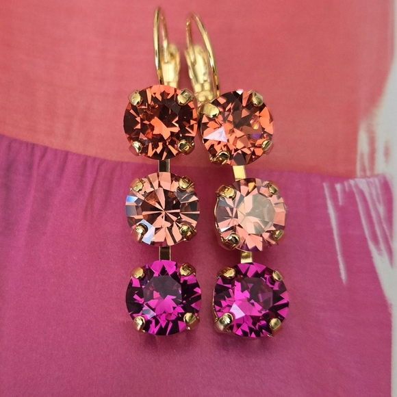 Austrian Crystal Earrings in Gold Plate - Picture 10 of 10